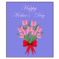 Background with tulips. Hand drawn illustration, Happy mother\'s day.