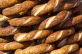 Background with Turkish bagels simit Royalty Free Stock Photo
