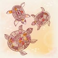 Background with turtle. Vector illustration Royalty Free Stock Photo