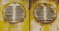 Background of two old ventilation windows with grill Royalty Free Stock Photo