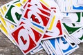 Background of the Uno playing cards. Royalty Free Stock Photo