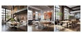 background urban loft dining room interior design ai generated