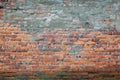 background urban orange brick wall with cement patch and cracks Royalty Free Stock Photo
