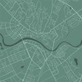 Background Uzhhorod map, Ukraine, green city poster. Vector map with roads and water. Widescreen proportion, flat design roadmap