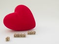 Background for Valentine day with red heart and letters Royalty Free Stock Photo