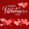 Background for Valentine`s Day, Hand paint vector heart silhouette in grunge style, hand written lettering, vector illustration Royalty Free Stock Photo