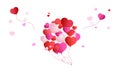 Background Valentines day or birthday card. Red and pink balloons fly Royalty Free Stock Photo