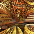 Background of various abstract gold and silver elements. fantastic structure.