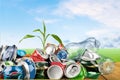 Background of various crashed beer cans