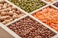 Background of different dry legumes beans Royalty Free Stock Photo