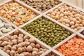 Background of different dry legumes beans Royalty Free Stock Photo