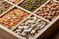 Background of different dry legumes beans Royalty Free Stock Photo