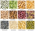 Background - various peas with names close up