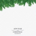 Background with vector christmas tree branches and space for text. Realistic fir-tree border, frame isolated on white Royalty Free Stock Photo