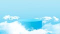 Background vector 3d blue rendering with podium and minimal cloudy scene. Minimal product display background of 3d