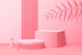 Background vector 3d pink rendering with podium and minimal pink wall scene, minimal abstract background 3d rendering abstract