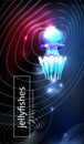 Background with Glowing vivid jellyfish Royalty Free Stock Photo