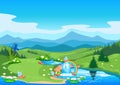 Background vector illustration of a fairy tale landscape