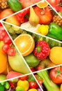 background of vegetables and fruits. Collage. Vertical photo