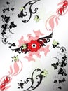 Background with vegetal patterns butterflies