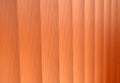 Background of vertical orange blinds curtains. Pleated roller blinds. Orange striped background Royalty Free Stock Photo