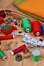 Background vertical with sewing items Royalty Free Stock Photo