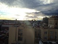 Background View of the rooftops of Madrid against the sky and clouds