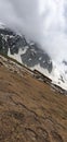 Background views snow with clouds on mountain