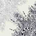 Background from Vintage Abstract floral ornament black on white