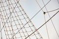 Background from vintage rigging rope system with pulley Royalty Free Stock Photo