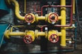 Background vintage steampunk from steam pipes and pressure gauge Royalty Free Stock Photo