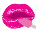 Background. Volume female lips with a lip gloss Royalty Free Stock Photo