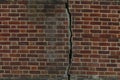 Wall bricks crack, background.