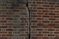 Wall bricks crack, background.