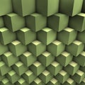 3d  greenish cubes in perspecive 1 Royalty Free Stock Photo