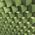 3d  greenish cubes in perspecive Royalty Free Stock Photo