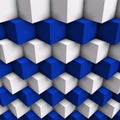 3d  white and blue cubes in perspecive 1 Royalty Free Stock Photo