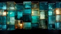 Background from a wall lined with old glass colored blocks Royalty Free Stock Photo