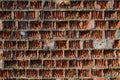 Background wall, orange ribbed brick