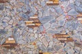 The background wall, which is made from scraps of granite slabs placed together Royalty Free Stock Photo