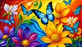 Background wallpaper colorful light floral design butterfly beautiful mural Royalty Free Stock Photo