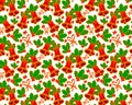 Background or wallpaper with seamless pattern with Christmas theme, with traditional elements like bells and holly branches. Royalty Free Stock Photo