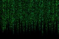 Background, wallpaper. Tiny green texture on black background. Computer texture, Matrix theme. Royalty Free Stock Photo