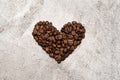 Background or wallpapper - heart made of coffee beans on congrete Royalty Free Stock Photo