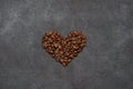 Background or wallpapper - heart made of coffee beans on congrete Royalty Free Stock Photo