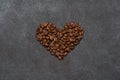 Background or wallpapper - heart made of coffee beans on congrete Royalty Free Stock Photo