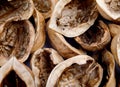 Background. Walnut shell. Walnut shell macrofoto Royalty Free Stock Photo