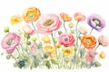 Background watercolor floral bloom blossom spring plant summer painting flowers background illustration nature Royalty Free Stock Photo