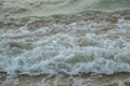 Background of waves beating on a sandy beach in stormy weather Royalty Free Stock Photo