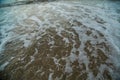 Background of waves beating on a sandy beach in stormy weather Royalty Free Stock Photo